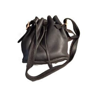 Vintage Coach 9952 Women's Leather Drawstring Shoulder Bag Bucket Bag Black